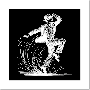 Tap dancer white sketch Posters and Art